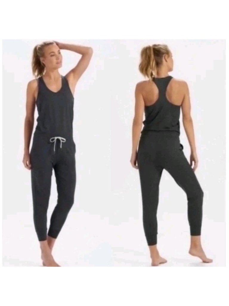 Vuori Womens Harem Lux Jumpsuit Charcoal Heather Gray Sz L
